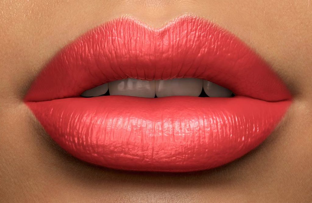 Coral and peach lipstick